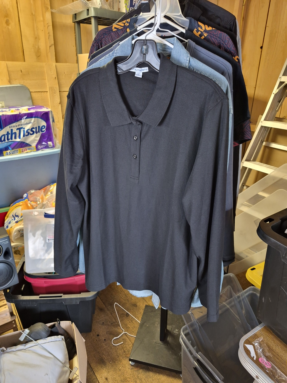 Port Authority Black Long-Sleeve Polo Bin 52